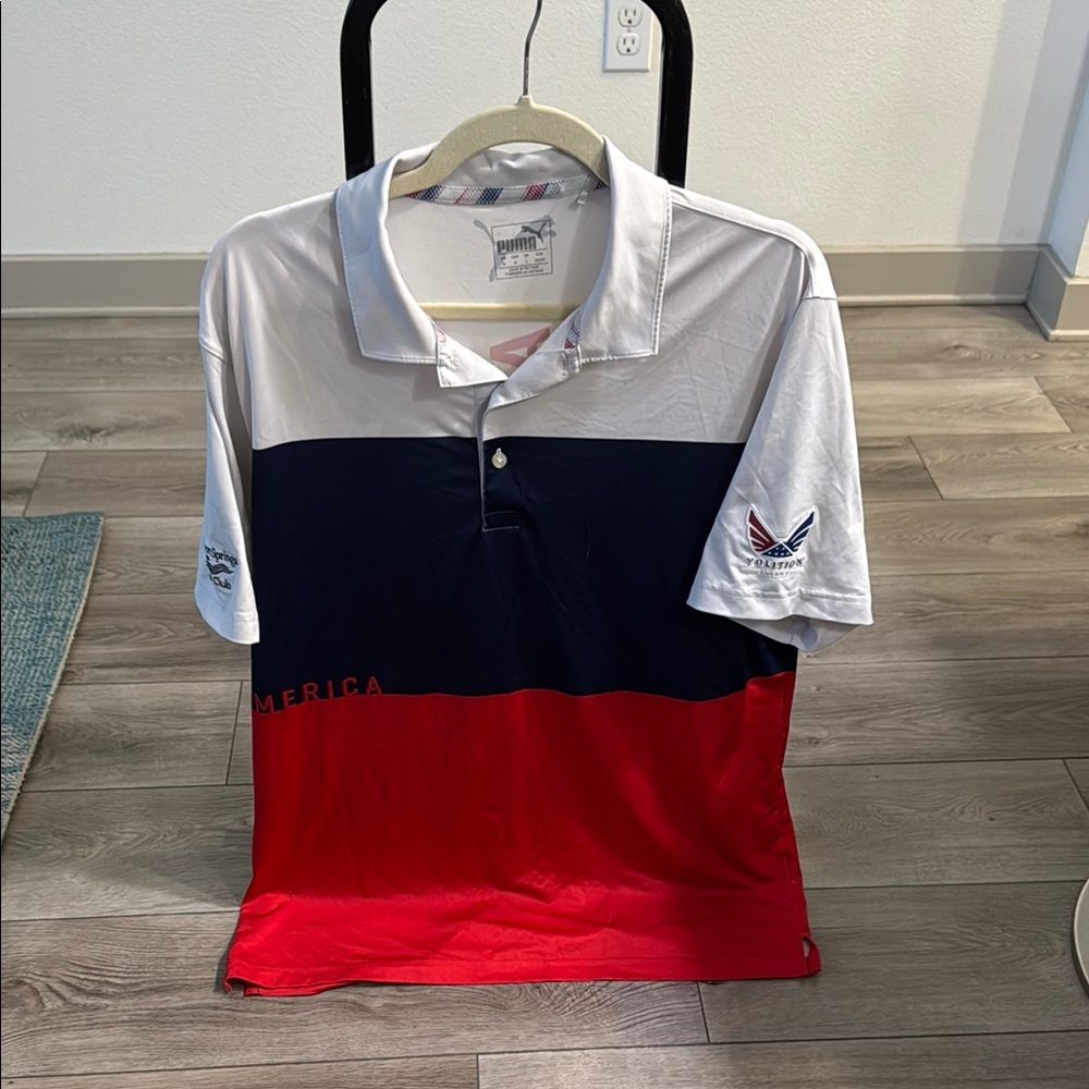 Puma Volition America Polo Shirt in Red, White, and Blue